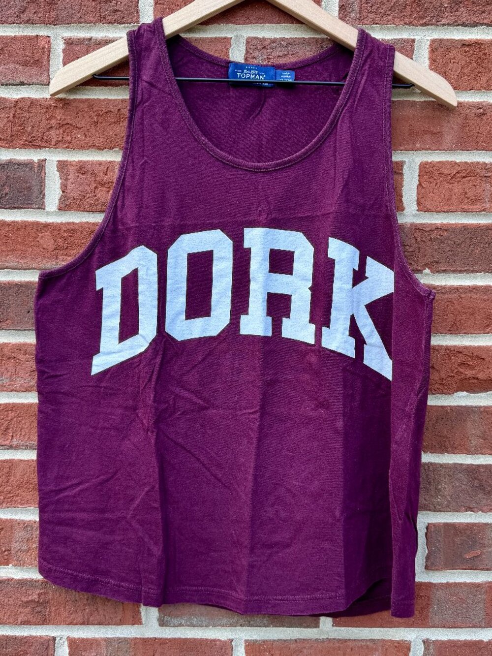 Topman Dork Novelty Graphic Tank Adult Medium Burgundy Funny